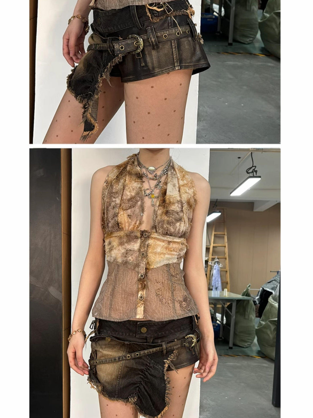 Update OPEN AESTHETIC Wasteland Print Studded Halter Top