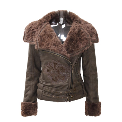 OPEN_AESTHETIC_Windproof_Faux_Fur_Embroidered_Slim_Fit_Cropped_Zip_Up_Women_Brown_Jacket_MISSTT