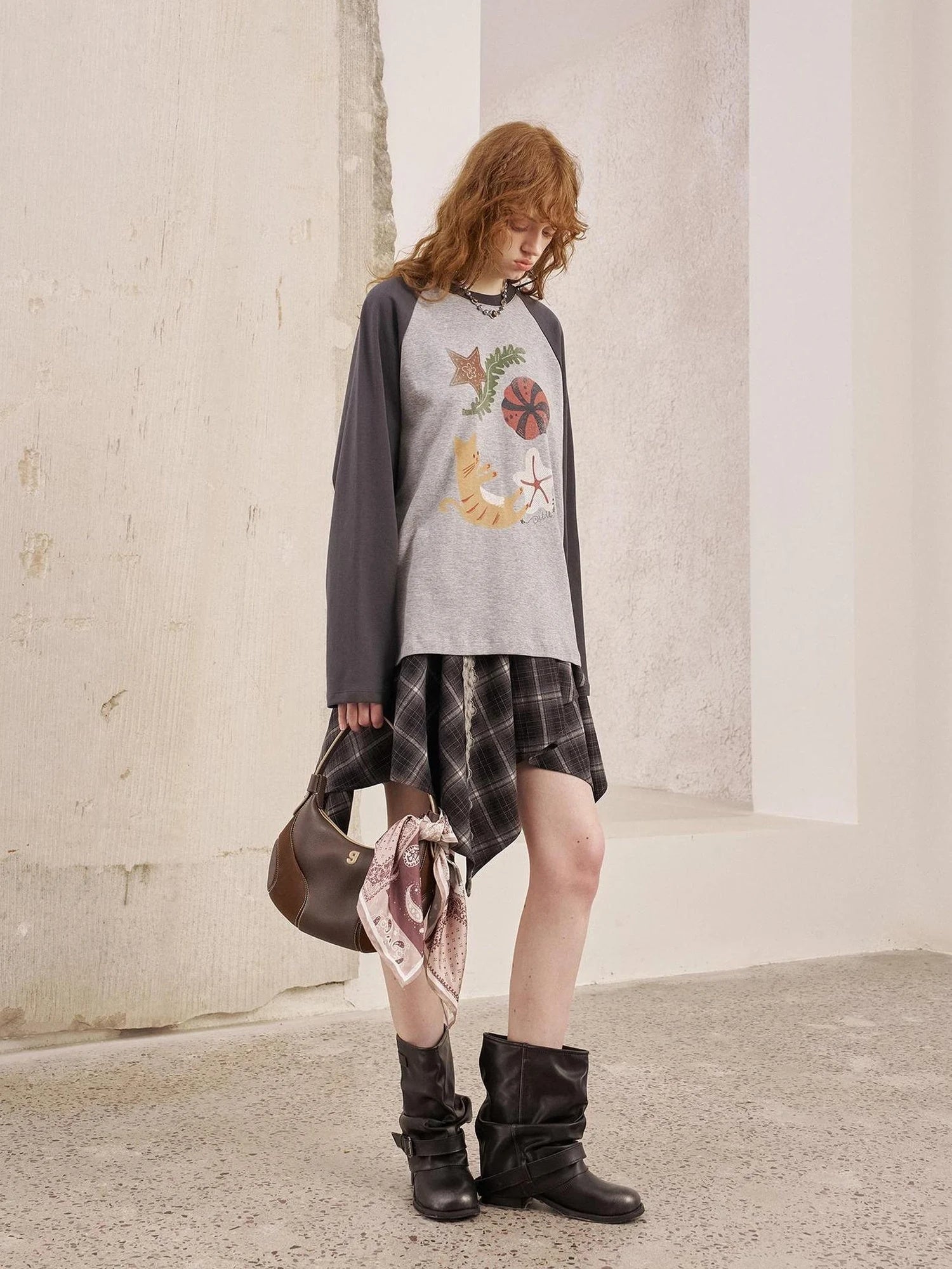 Ocean Floating Cat Print Oversized Tee