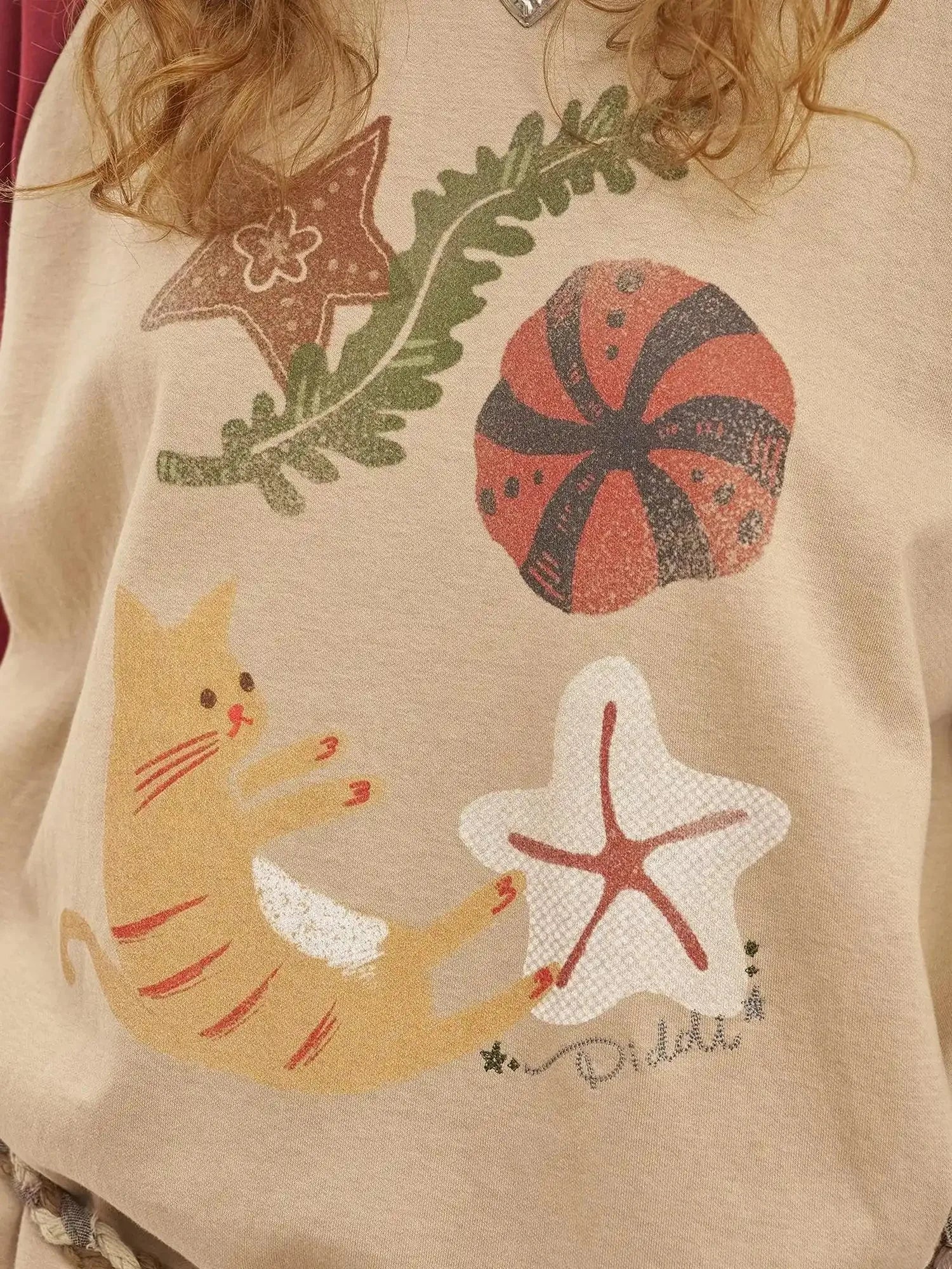 Ocean Floating Cat Print Oversized Tee