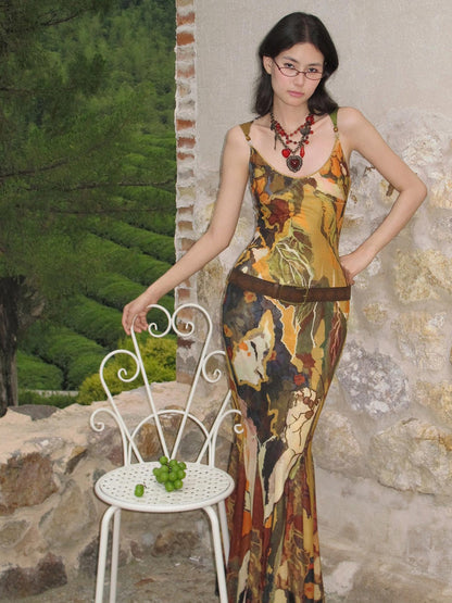 OfAkiva Abstract Beaded Asymmetric Straps Fishtail Women&