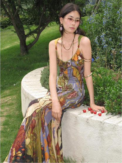 OfAkiva Abstract Beaded Asymmetric Straps Fishtail Women&