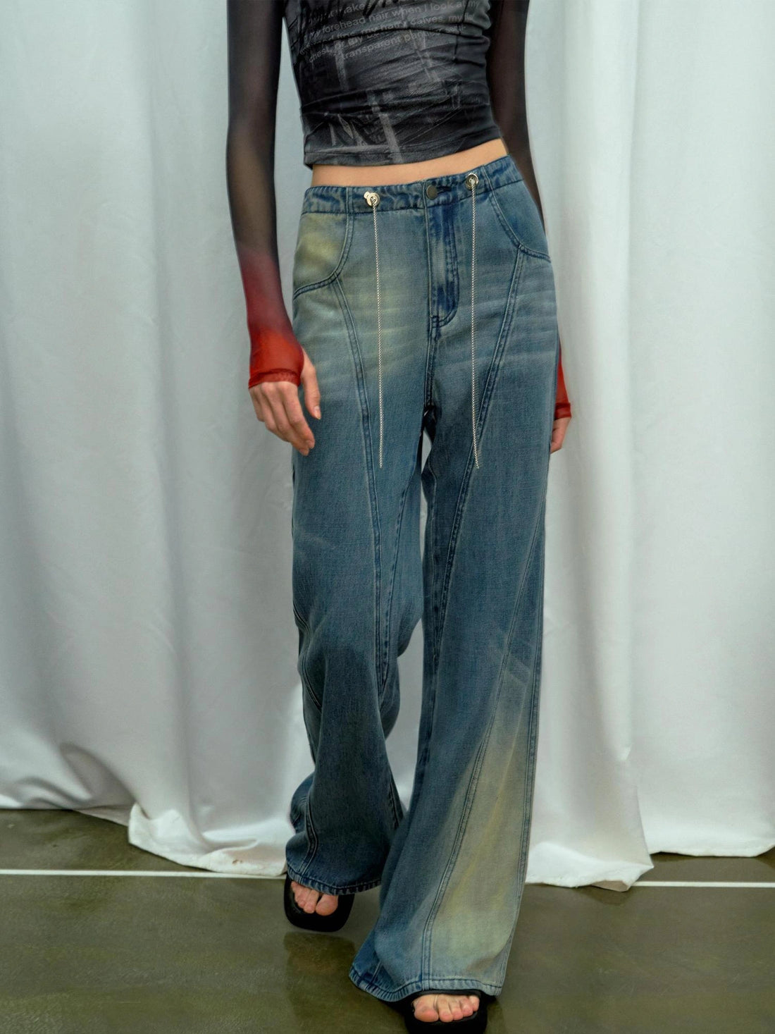 OfAkiva Airflow Washed Ombre Cool Touch Wide Leg Jeans