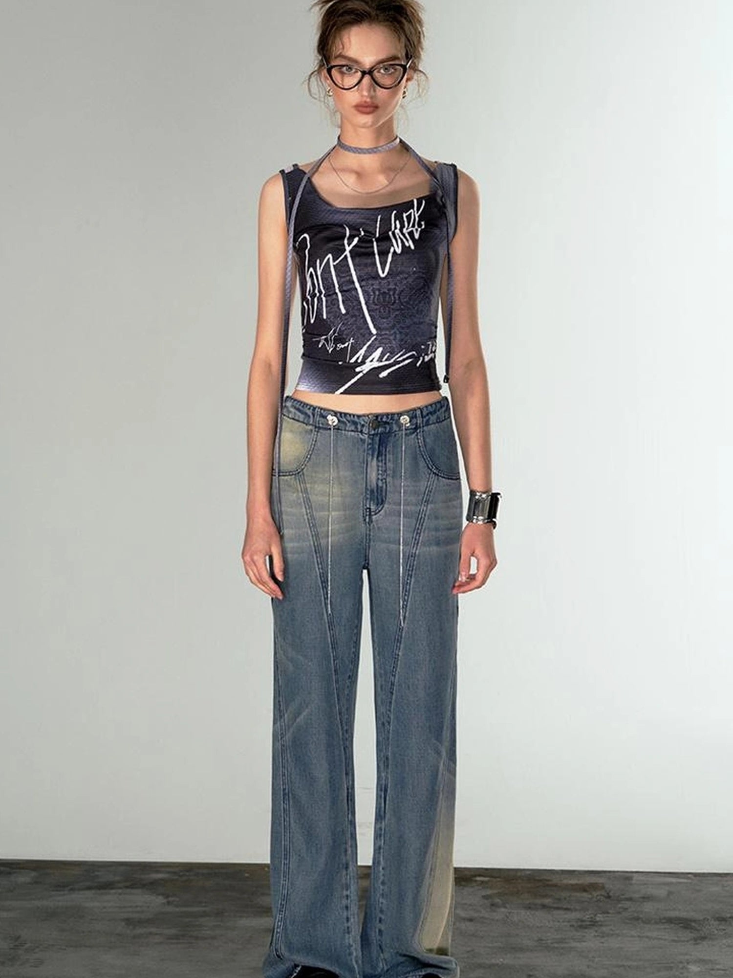 OfAkiva Airflow Washed Ombre Cool Touch Wide Leg Jeans