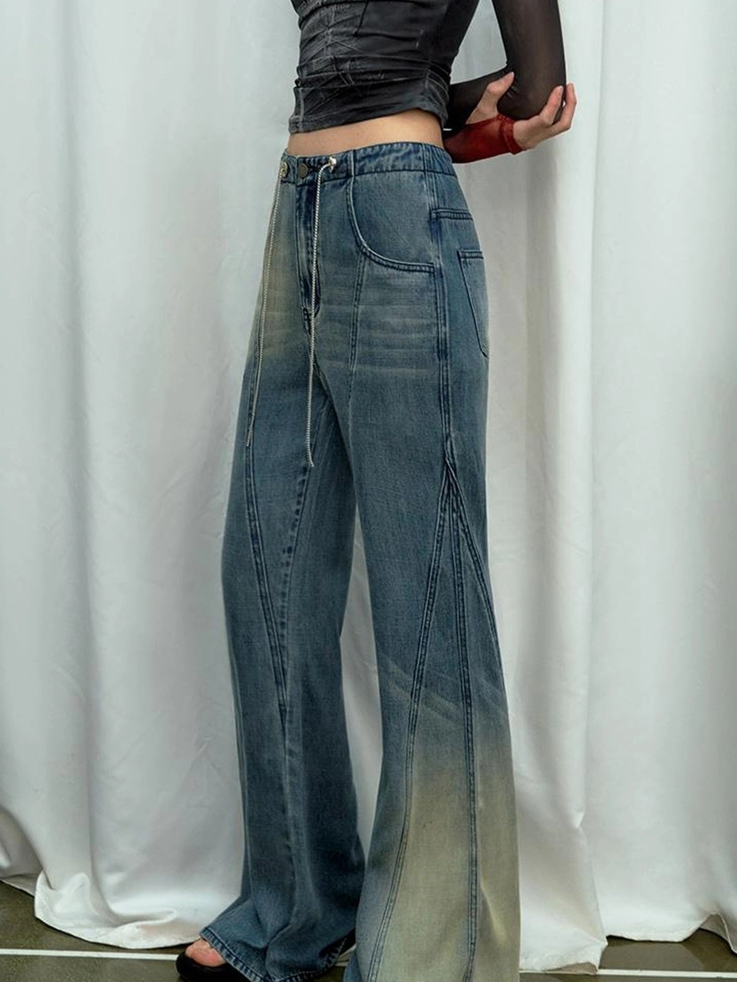 OfAkiva Airflow Washed Ombre Cool Touch Wide Leg Jeans