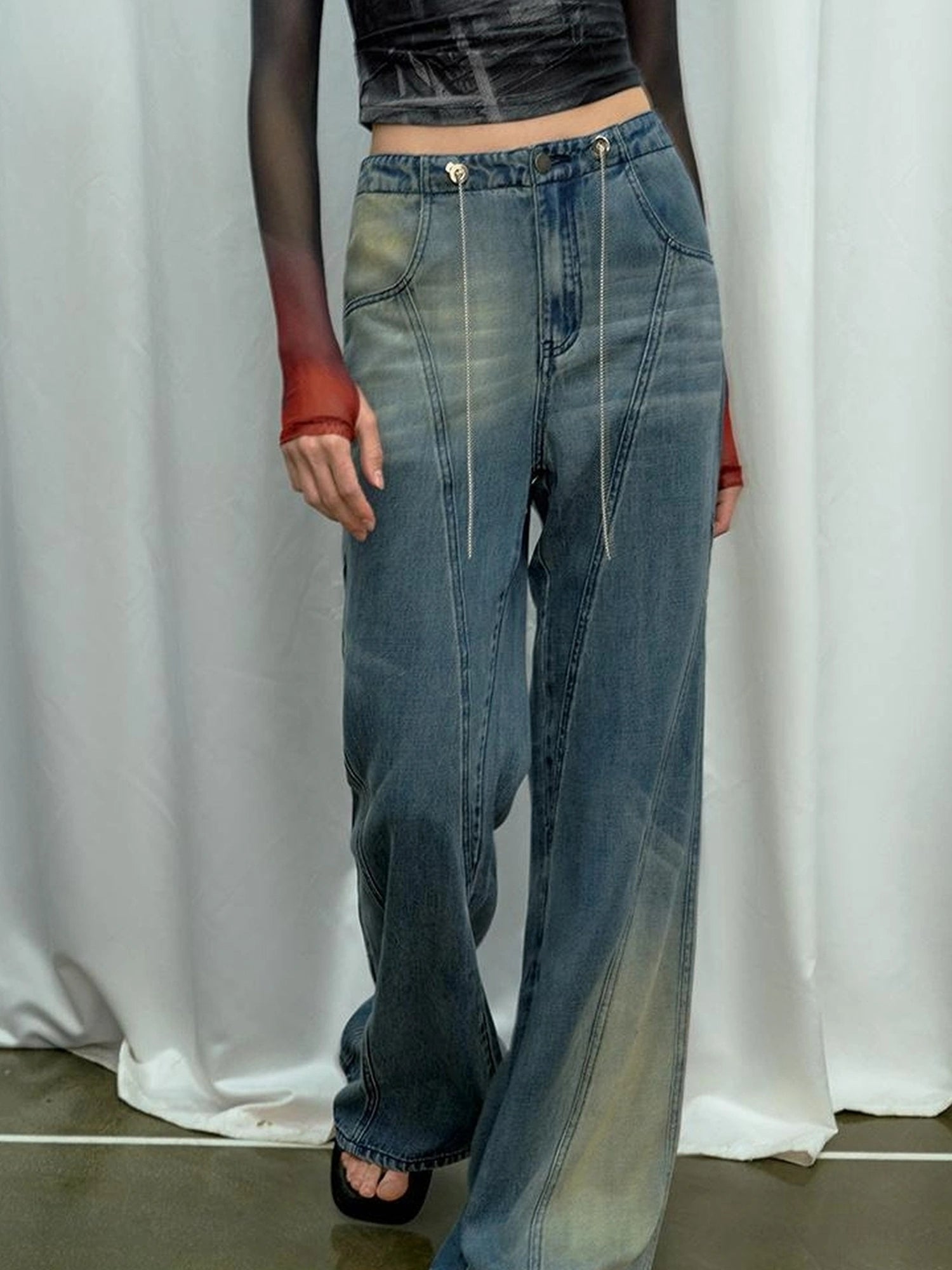 OfAkiva Airflow Washed Ombre Cool Touch Wide Leg Jeans