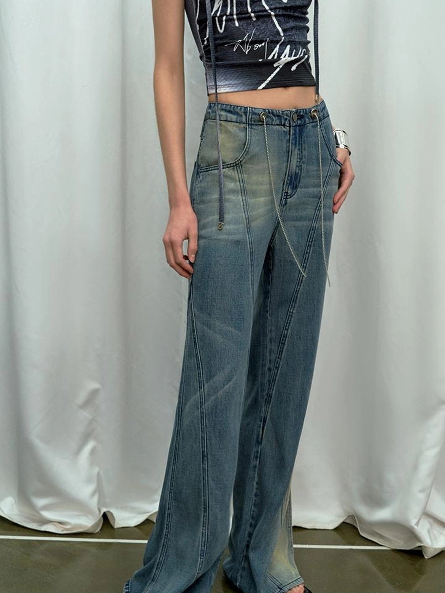OfAkiva Airflow Washed Ombre Cool Touch Wide Leg Jeans
