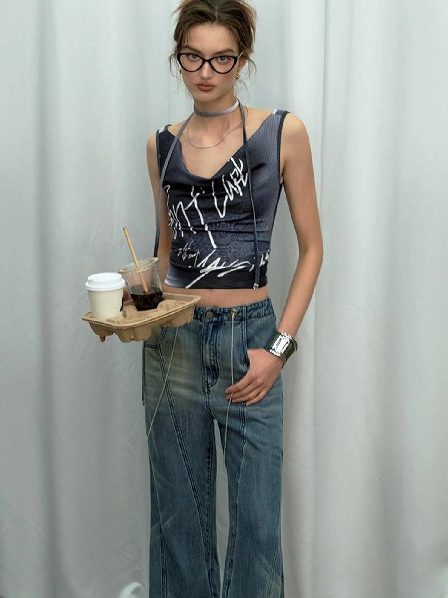 OfAkiva Airflow Washed Ombre Cool Touch Wide Leg Jeans