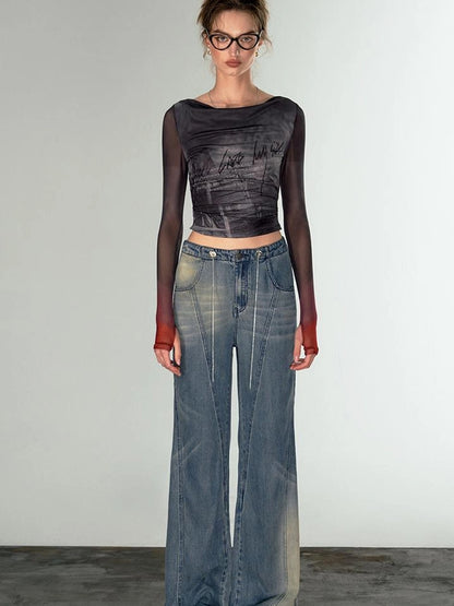 OfAkiva Airflow Washed Ombre Cool Touch Wide Leg Jeans
