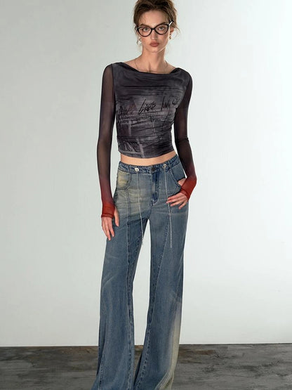 OfAkiva Airflow Washed Ombre Cool Touch Wide Leg Jeans