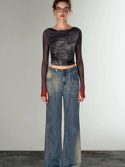 OfAkiva Airflow Washed Ombre Cool Touch Wide Leg Jeans