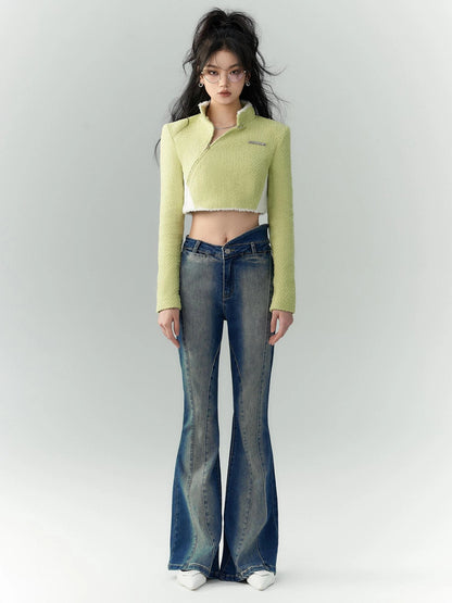OfAkiva Akiva Asymmetric Waist Flared Jeans