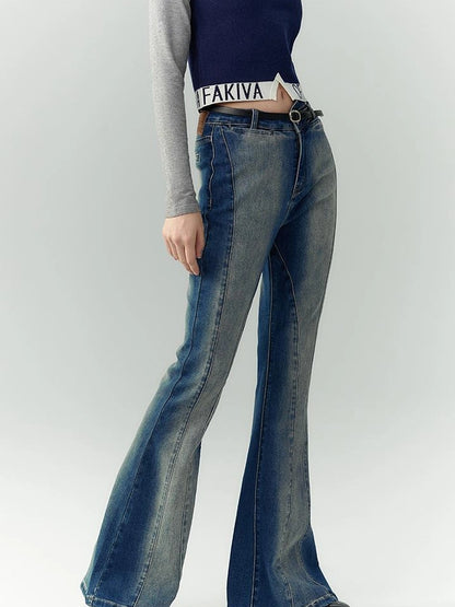 OfAkiva Akiva Asymmetric Waist Flared Jeans