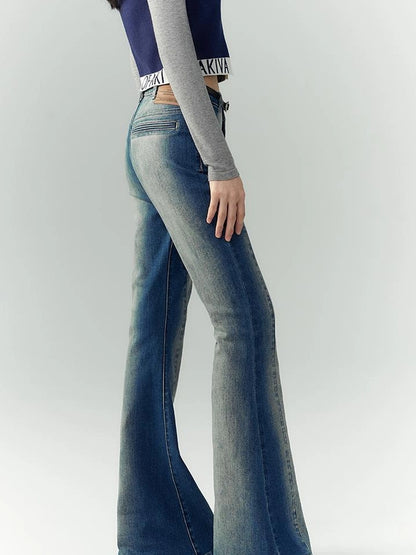 OfAkiva Akiva Asymmetric Waist Flared Jeans