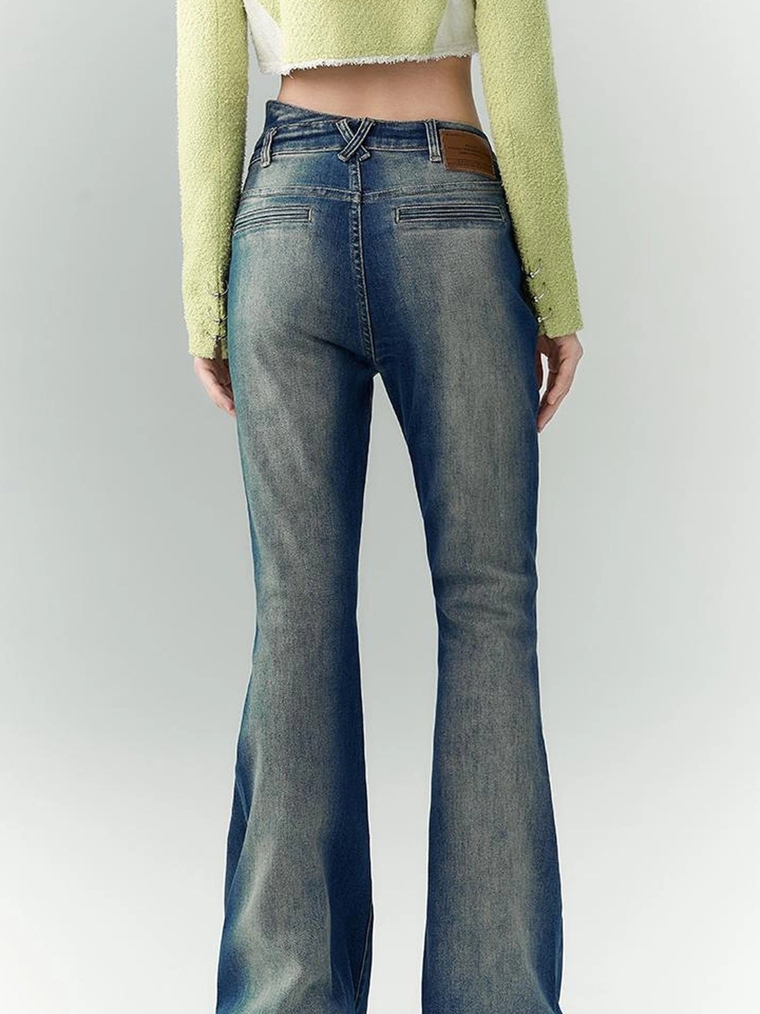 OfAkiva Akiva Asymmetric Waist Flared Jeans