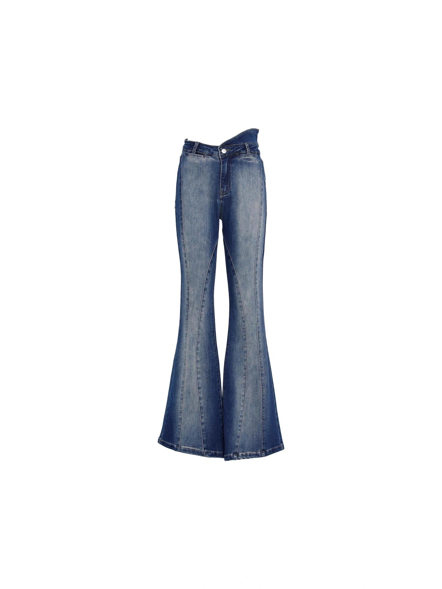 OfAkiva Akiva Asymmetric Waist Flared Jeans
