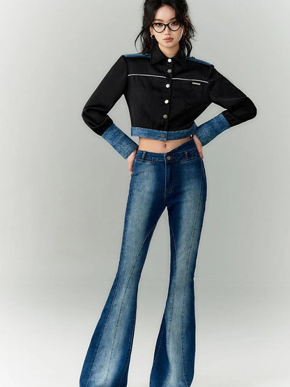 OfAkiva Akiva Asymmetric Waist Flared Jeans