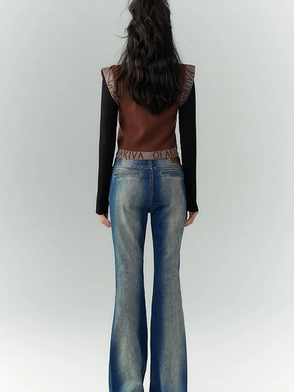 OfAkiva Akiva Asymmetric Waist Flared Jeans