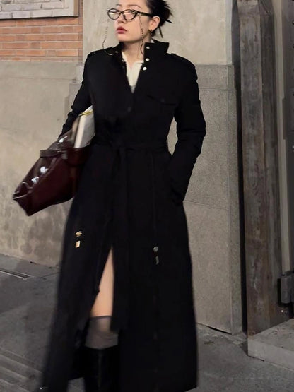 OfAkiva Akiva Black Velvet Down Coat Slim Fit