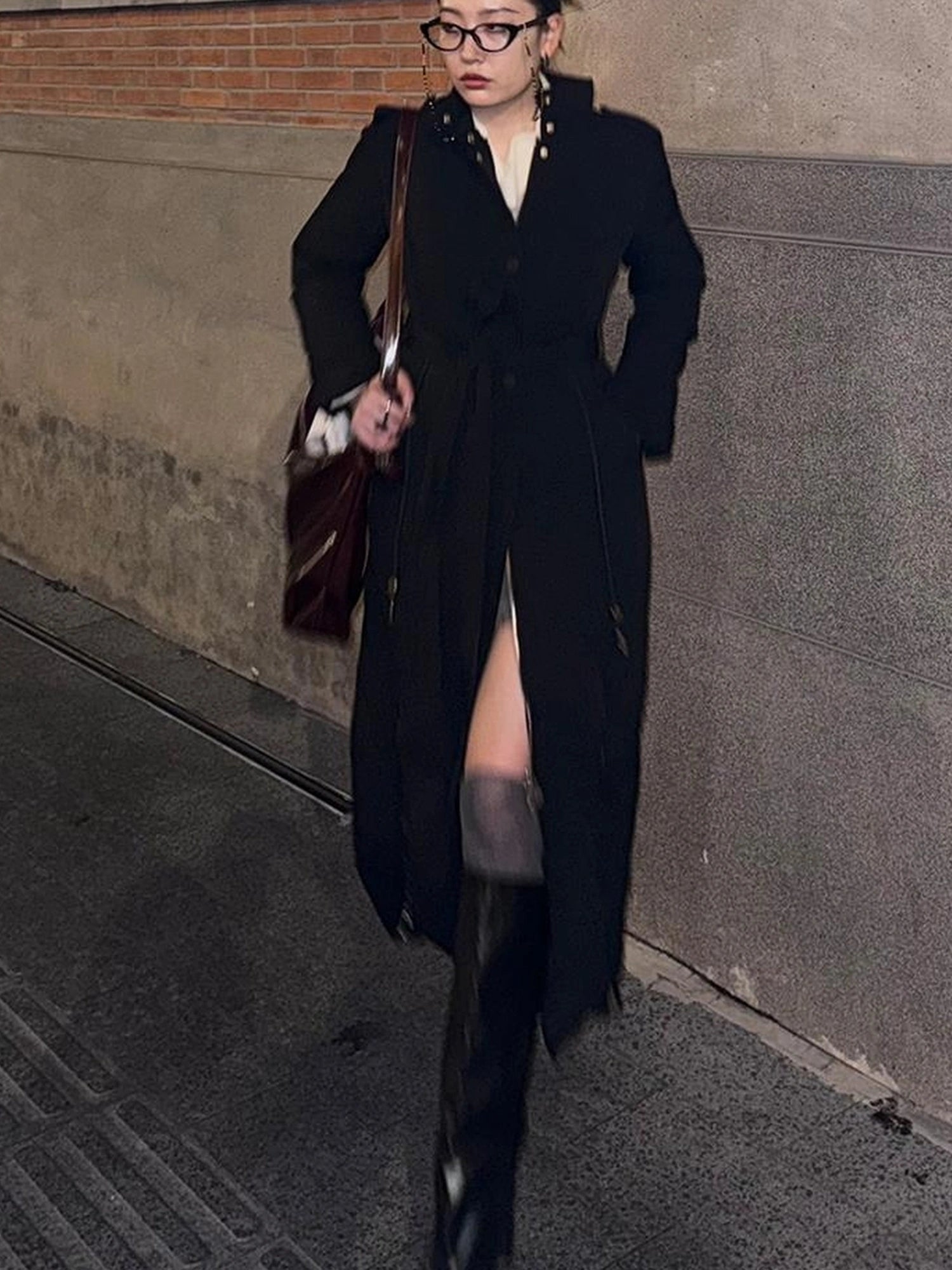 OfAkiva Akiva Black Velvet Down Coat Slim Fit