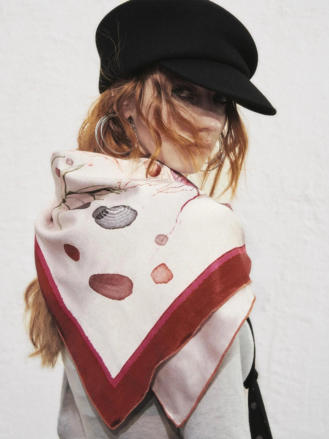 OfAkiva Akiva Bountiful Begonia Kitten Silk Scarf