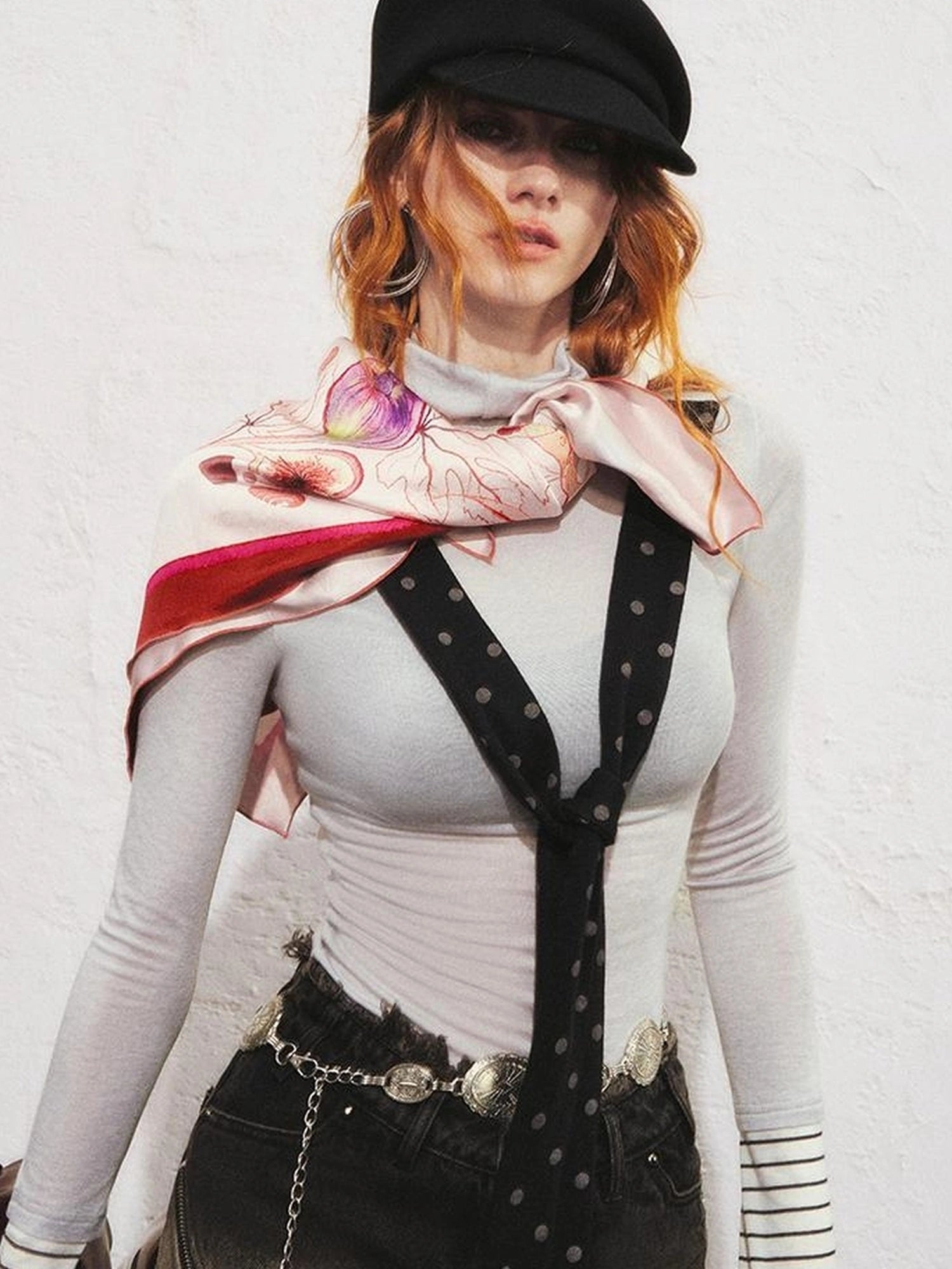 OfAkiva Akiva Bountiful Begonia Kitten Silk Scarf