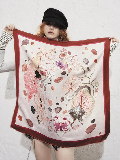 OfAkiva Akiva Bountiful Begonia Kitten Silk Scarf
