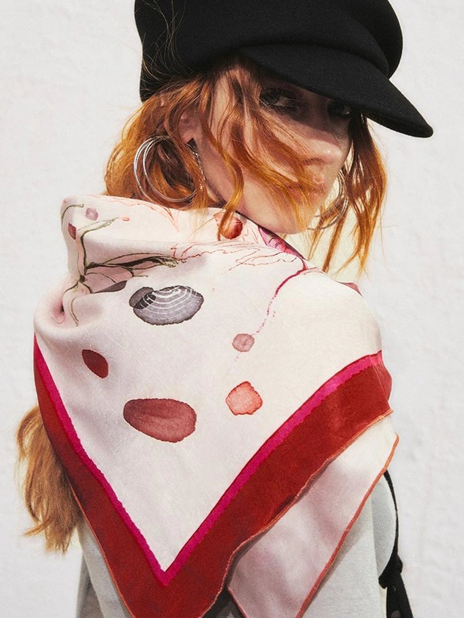 OfAkiva Akiva Bountiful Begonia Kitten Silk Scarf