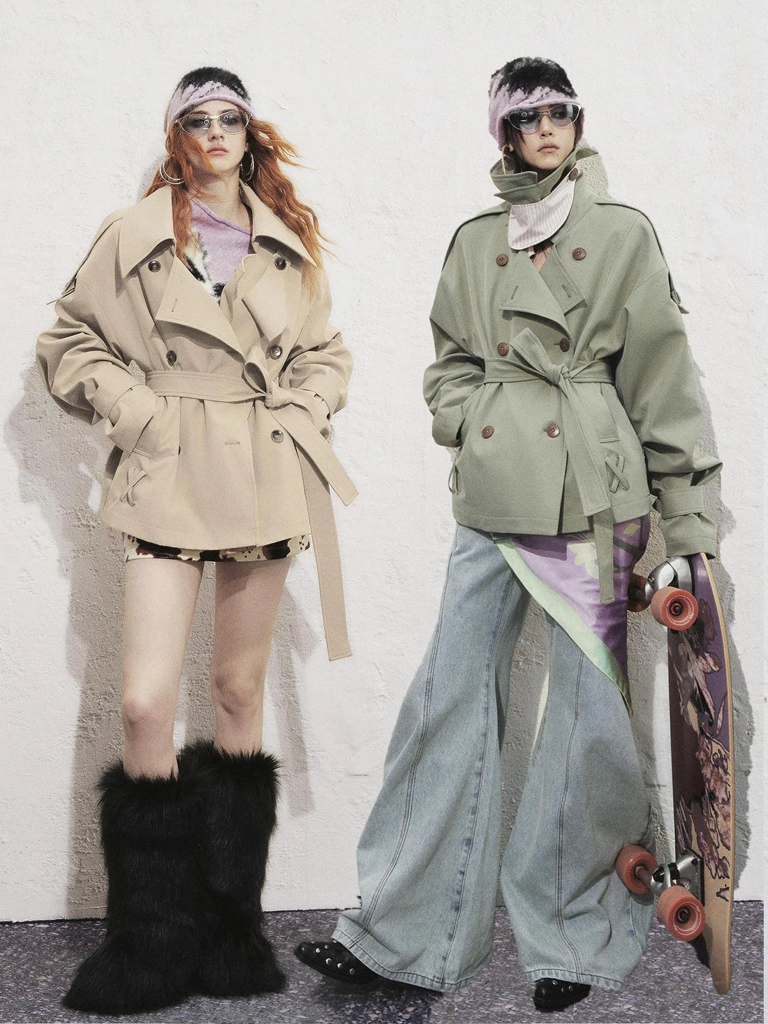 OfAkiva Akiva Casablanca Double Breasted Short Trench Coat