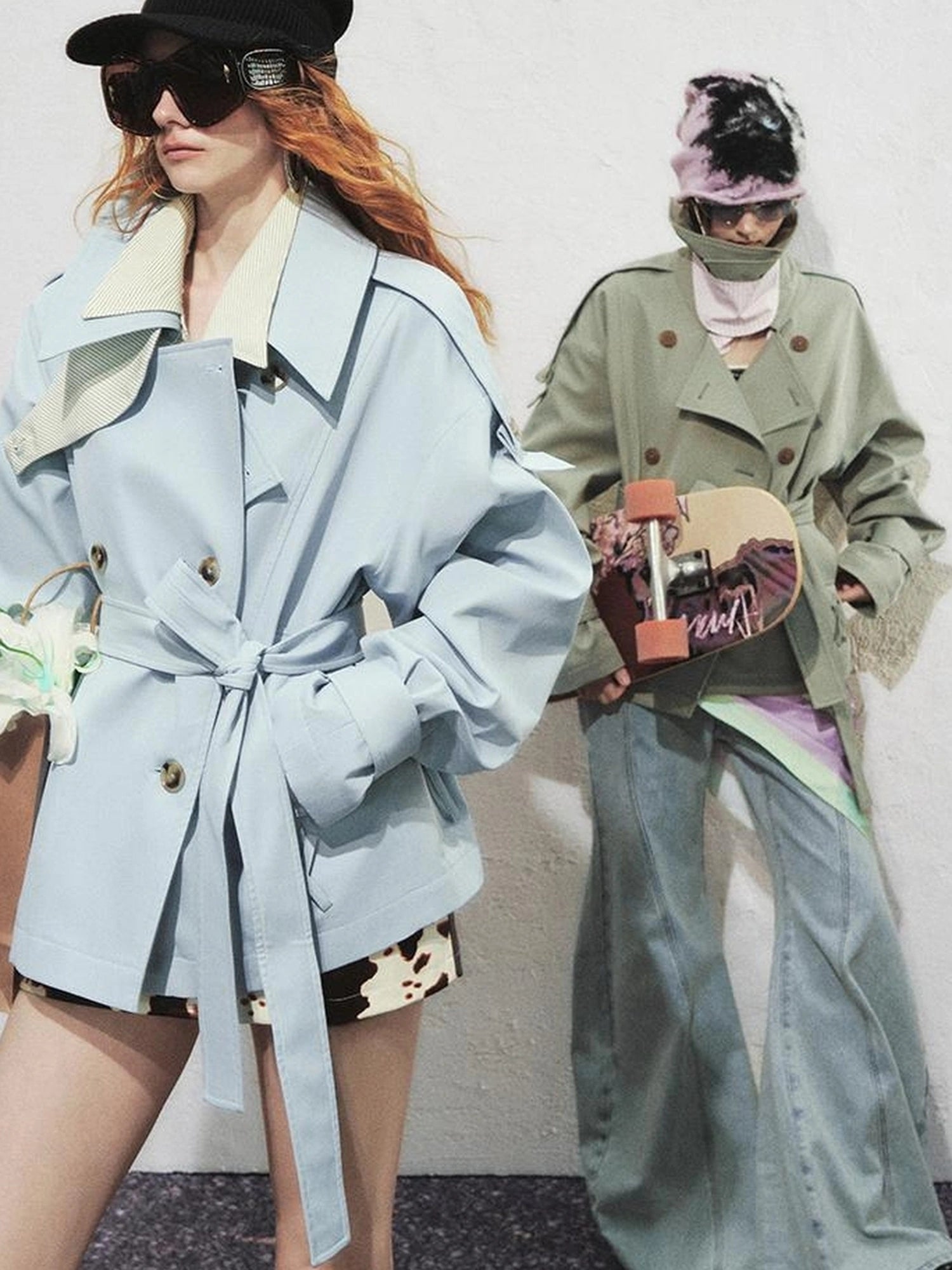 OfAkiva Akiva Casablanca Double Breasted Short Trench Coat