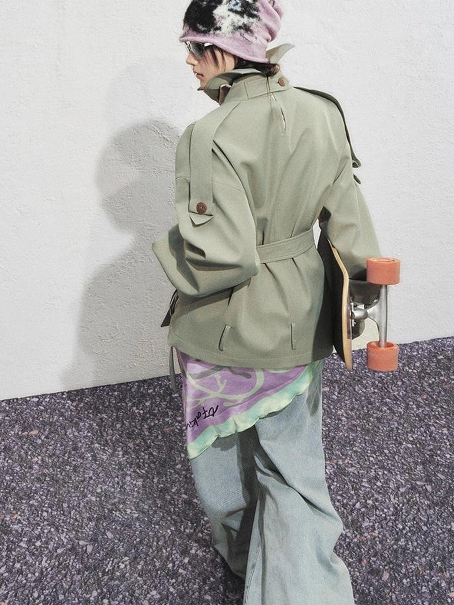 OfAkiva Akiva Casablanca Double Breasted Short Trench Coat