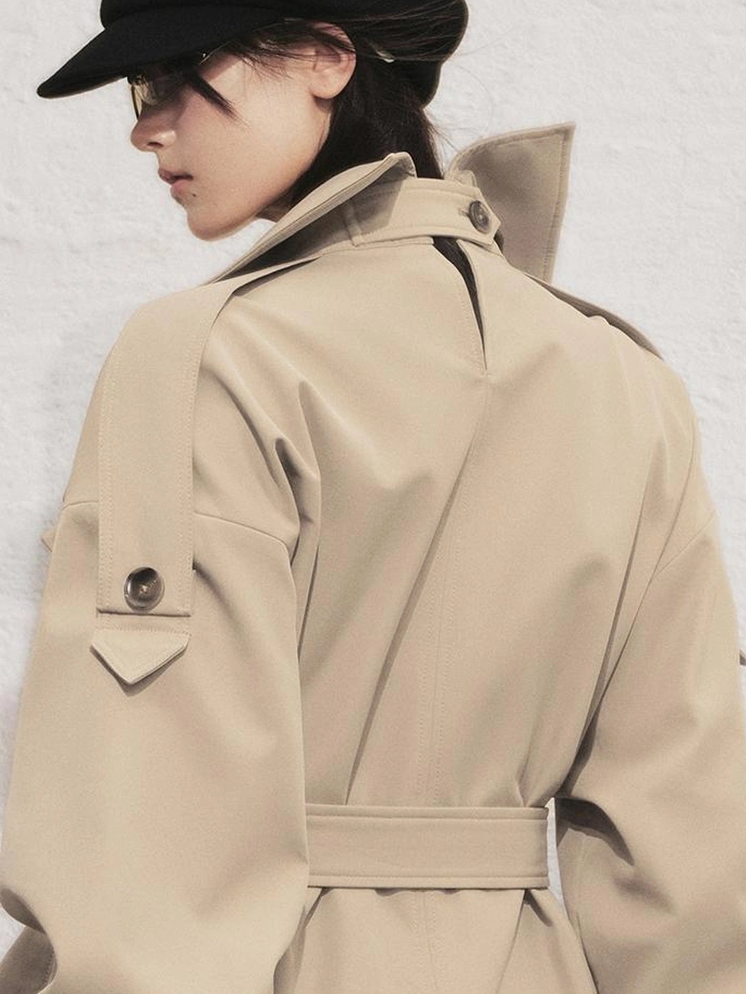 OfAkiva Akiva Casablanca Double Breasted Short Trench Coat