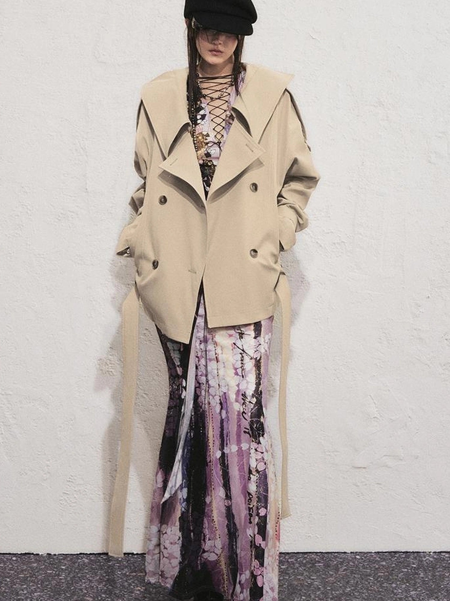 OfAkiva Akiva Casablanca Double Breasted Short Trench Coat