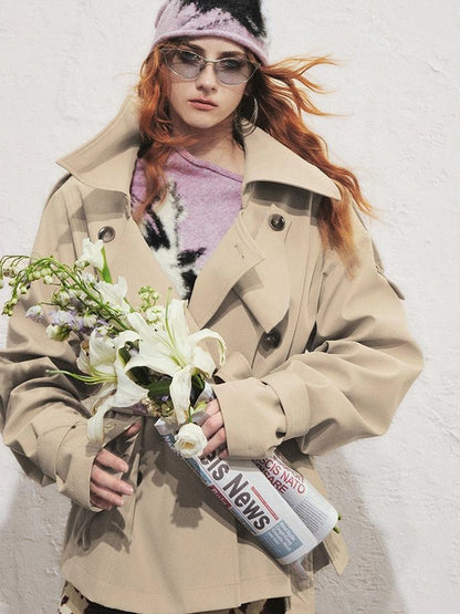 OfAkiva Akiva Casablanca Double Breasted Short Trench Coat