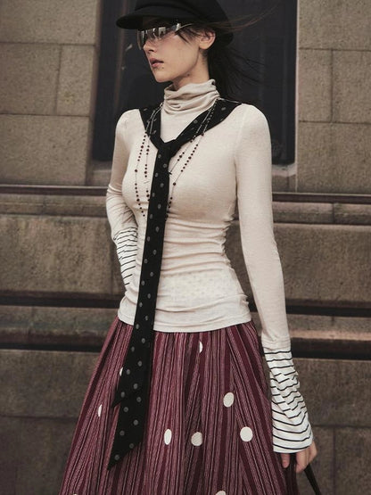 OfAkiva Akiva Diagonal Alley Ribbed Turtleneck Slim Fit Long Sleeve Top