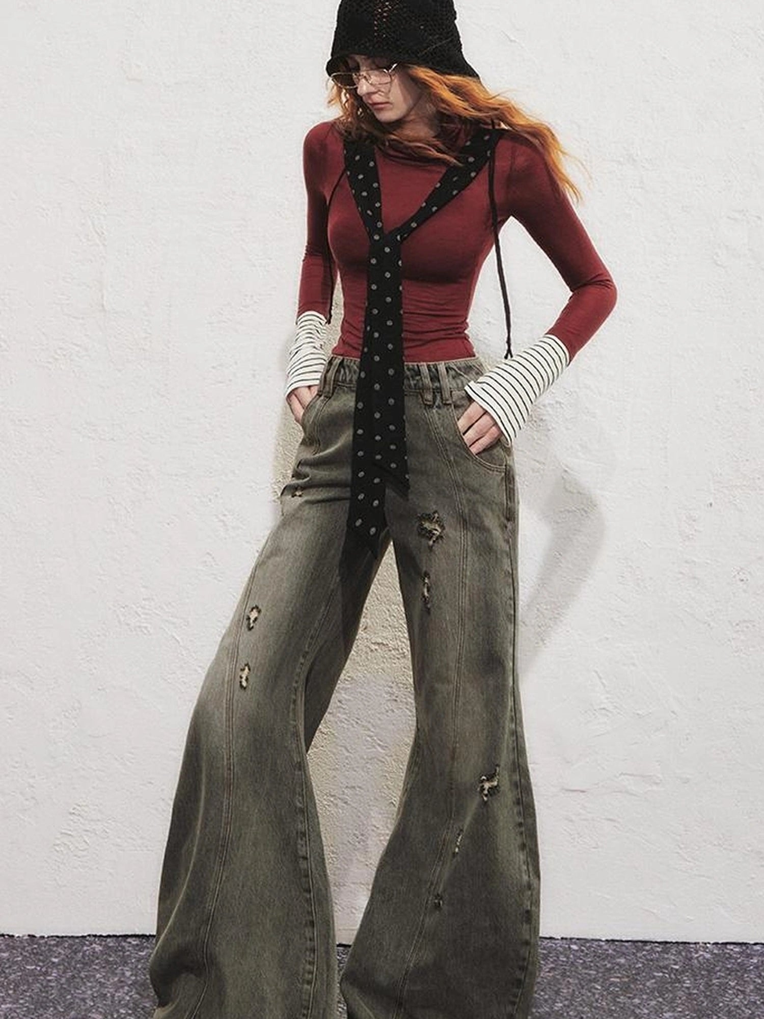 OfAkiva Akiva Diagonal Alley Ribbed Turtleneck Slim Fit Long Sleeve Top