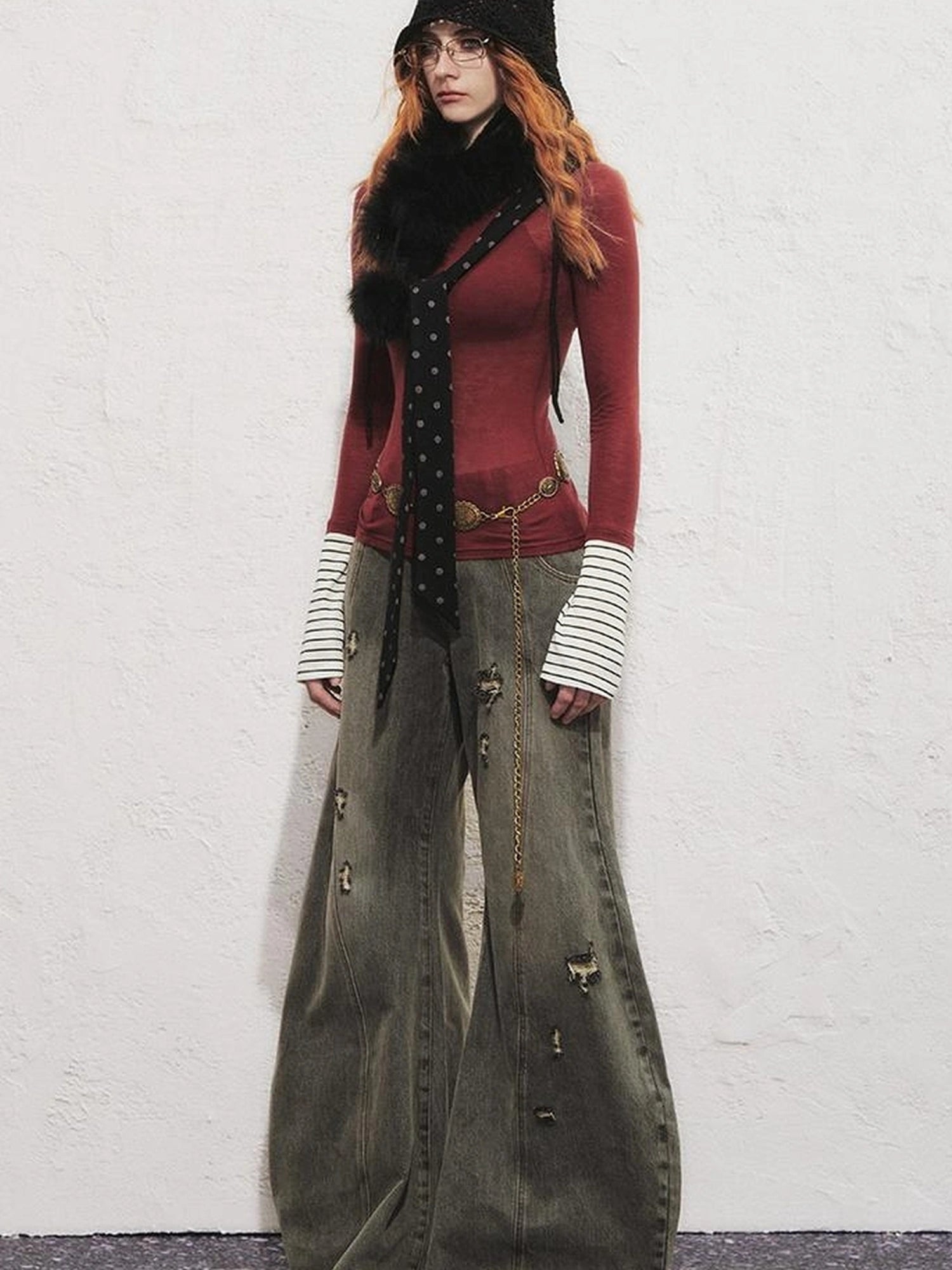 OfAkiva Akiva Diagonal Alley Ribbed Turtleneck Slim Fit Long Sleeve Top