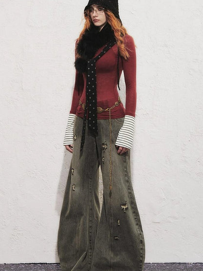 OfAkiva Akiva Diagonal Alley Ribbed Turtleneck Slim Fit Long Sleeve Top