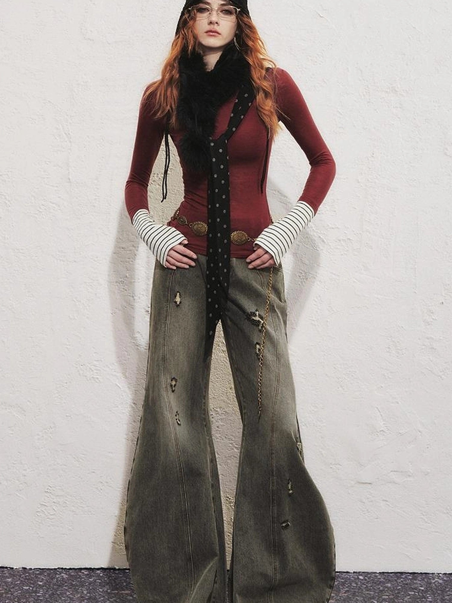 OfAkiva Akiva Diagonal Alley Ribbed Turtleneck Slim Fit Long Sleeve Top