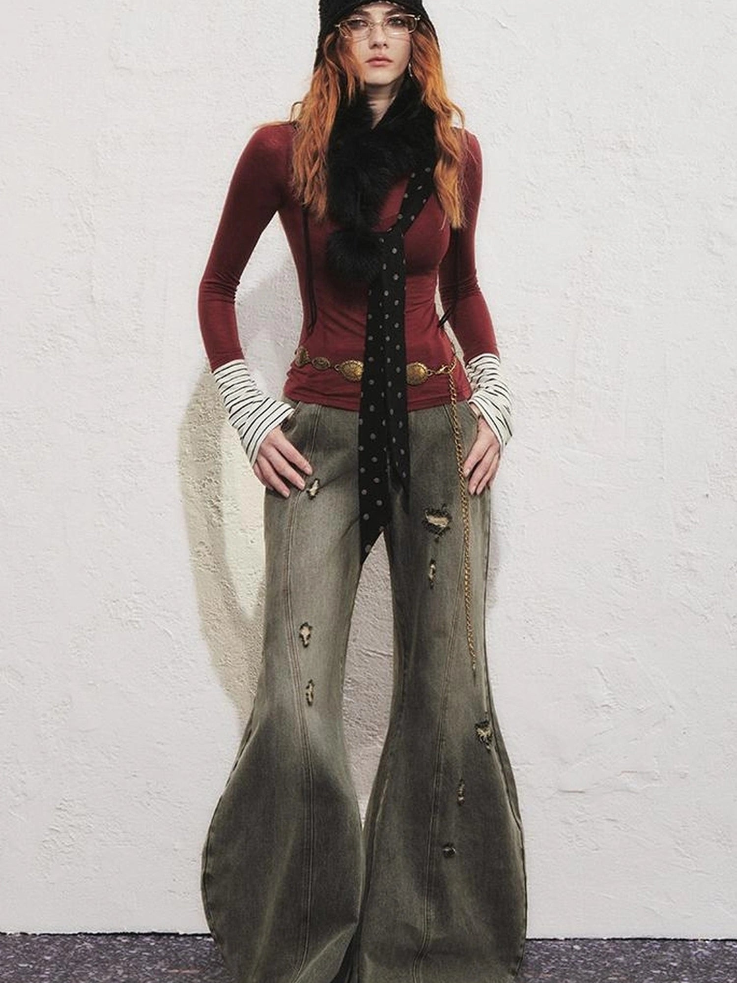 OfAkiva Akiva Diagonal Alley Ribbed Turtleneck Slim Fit Long Sleeve Top