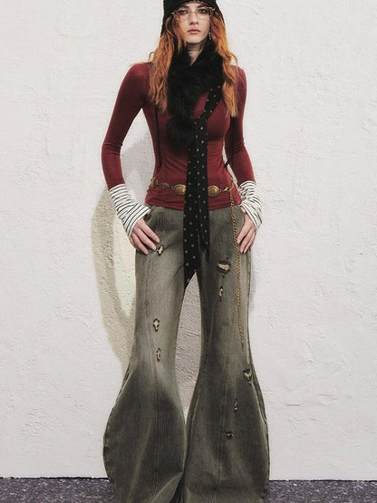 OfAkiva Akiva Diagonal Alley Ribbed Turtleneck Slim Fit Long Sleeve Top