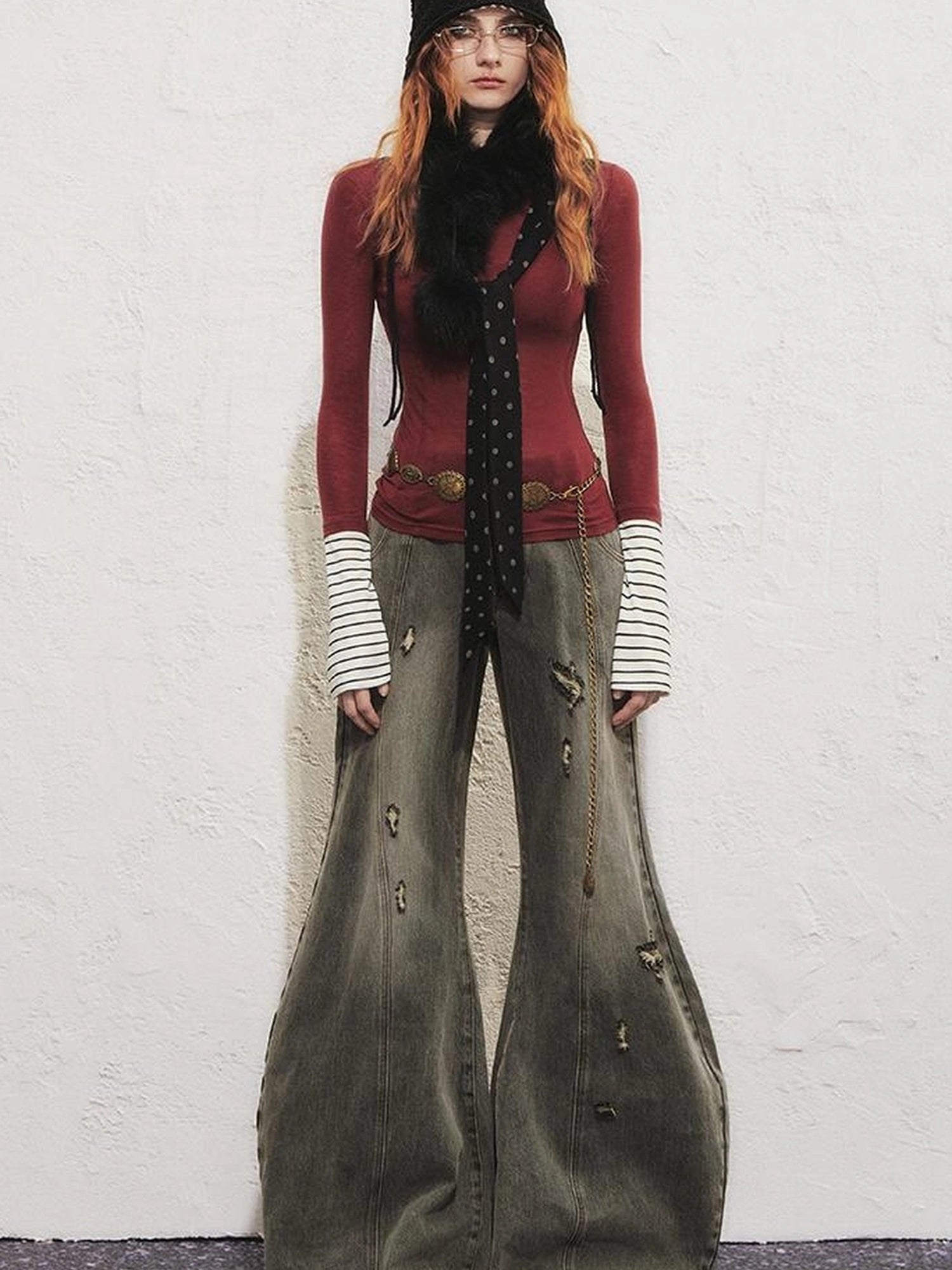 OfAkiva Akiva Diagonal Alley Ribbed Turtleneck Slim Fit Long Sleeve Top