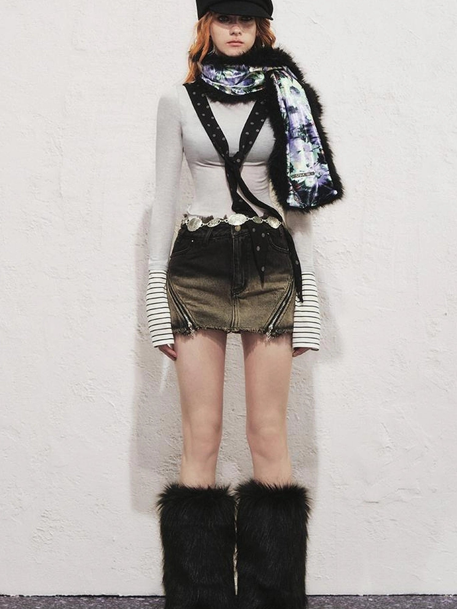 OfAkiva Akiva Diagonal Alley Ribbed Turtleneck Slim Fit Long Sleeve Top