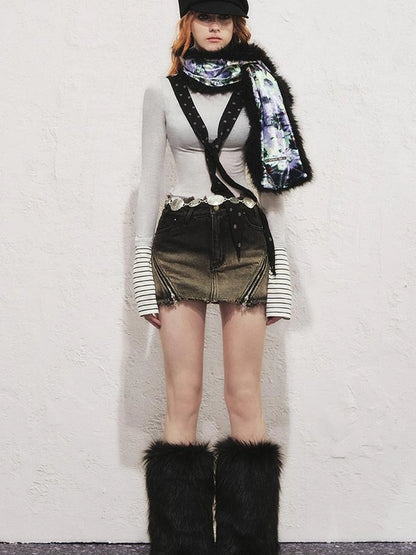 OfAkiva Akiva Diagonal Alley Ribbed Turtleneck Slim Fit Long Sleeve Top