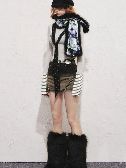 OfAkiva Akiva Diagonal Alley Ribbed Turtleneck Slim Fit Long Sleeve Top