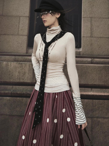 OfAkiva Akiva Diagonal Alley Ribbed Turtleneck Slim Fit Long Sleeve Top