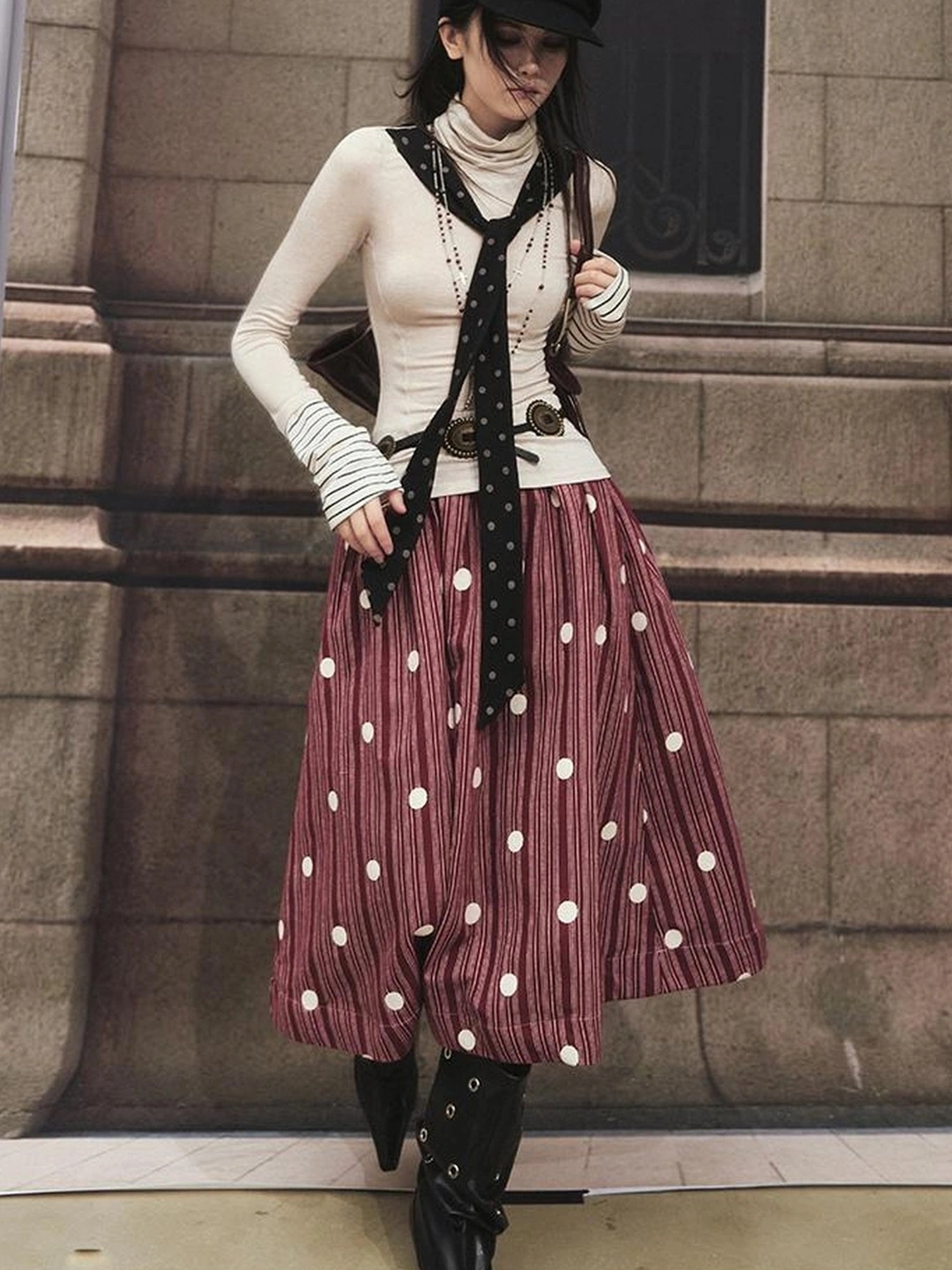 OfAkiva Akiva Diagonal Alley Ribbed Turtleneck Slim Fit Long Sleeve Top