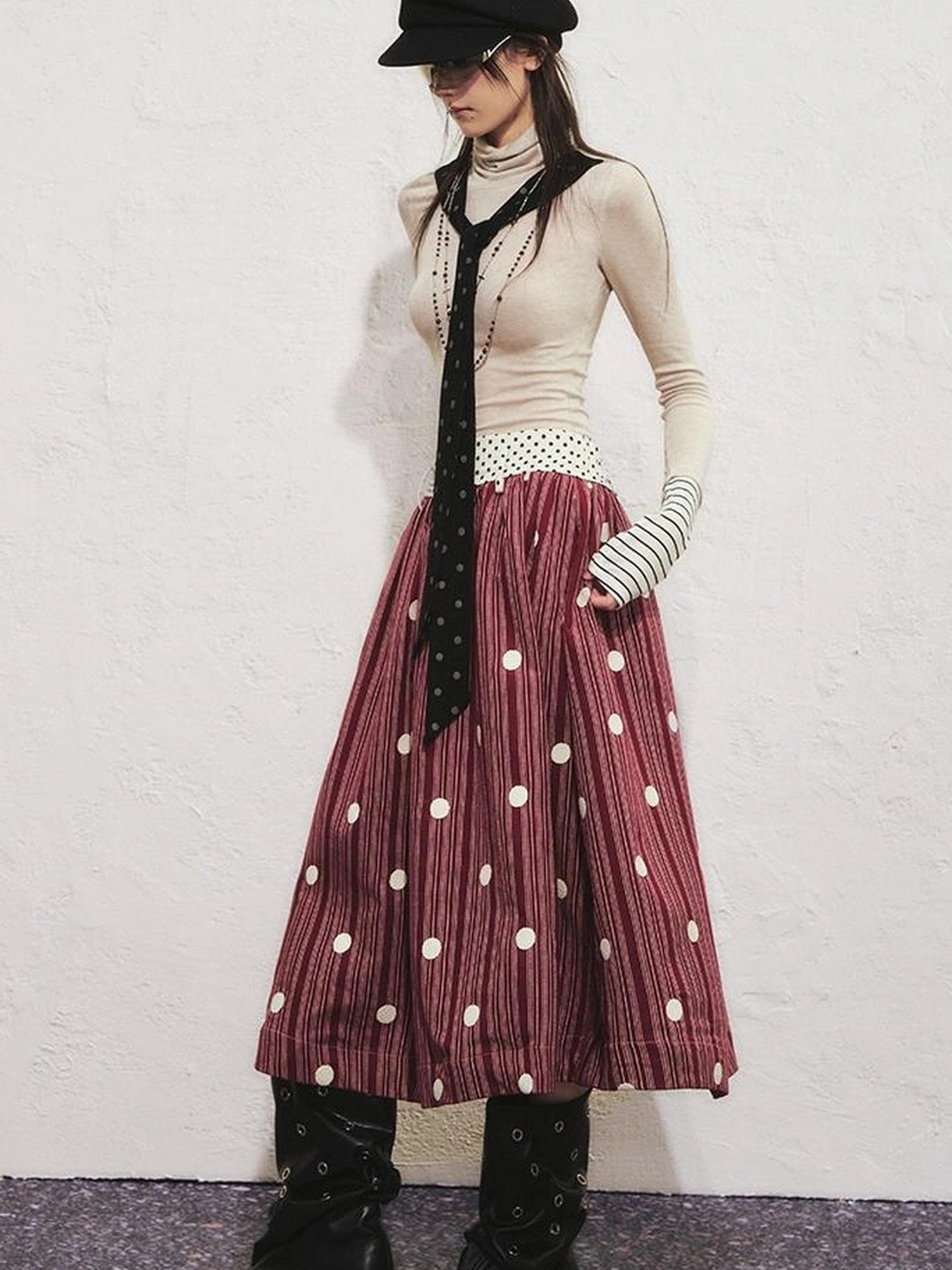 OfAkiva Akiva Diagonal Alley Ribbed Turtleneck Slim Fit Long Sleeve Top