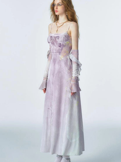 OfAkiva Akiva Ethereal Ombre Chiffon Slip Dress