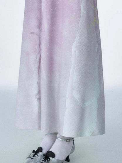 OfAkiva Akiva Ethereal Ombre Chiffon Slip Dress